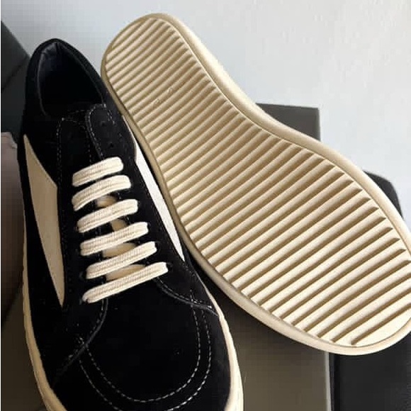 Rick Owens Black and Cream Sneakers - Picture 4 of 4